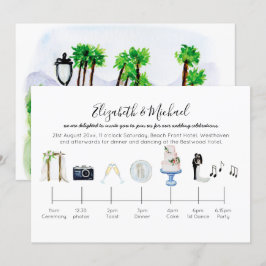 Convite de Linha do Tempo Ilustrado de Casamento d