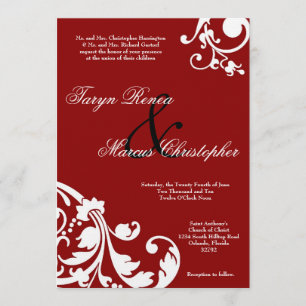 convite de linho floral do casamento do vermelho