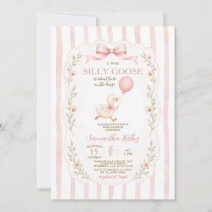 Convite de Listras para Chá de Bebê Silly Goose
