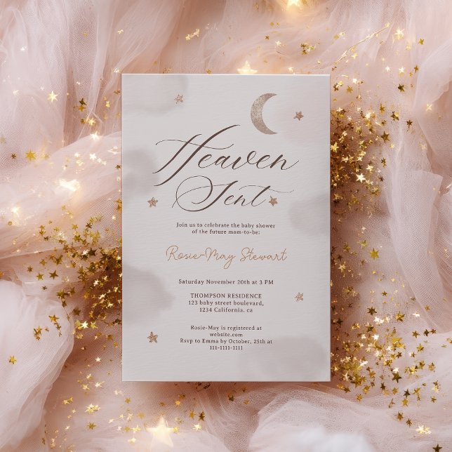 Convite de lua estrelas neutro enviado por Deus (Heaven sent gender neutral moon stars Invitation)