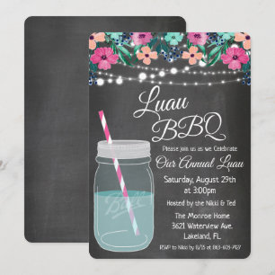Convite de Luau Aloha em Pote de Pedra