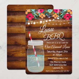 Convite de Luau Aloha em Pote de Pedra
