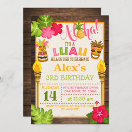 Convite de Luau Birthday - Texto Laranja