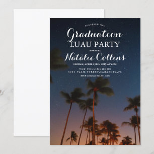 Convite de Luau Tropical de Graduação com Palmeira