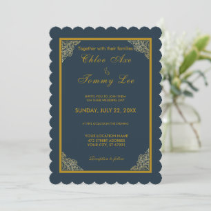 convite de luxo de ouro verde-casamento