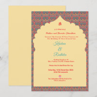 Convite de luxo étnico hindu para casamento indian