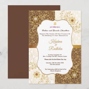 Convite de luxo étnico hindu para casamento indian