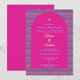 Convite de luxo étnico hindu para casamento indian