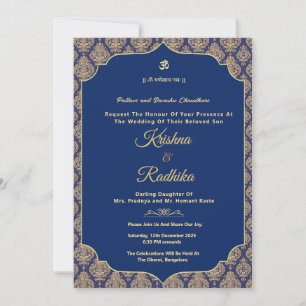 Convite de luxo étnico para casamento hindu indian