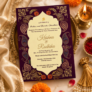 Convite de luxo étnico para casamento hindu indian