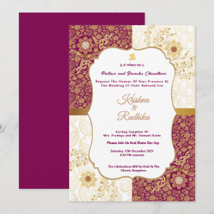 Convite de luxo étnico para casamento hindu indian