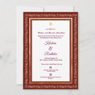 Convite de luxo étnico para casamento hindu indian