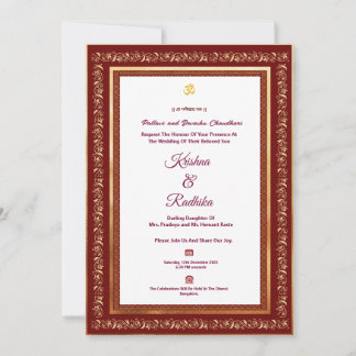 Convite de luxo étnico para casamento hindu indian