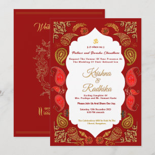 Convite de luxo étnico para casamento hindu indian