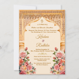Convite de luxo étnico para casamento indiano