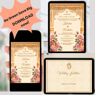 Convite de luxo étnico para casamento indiano