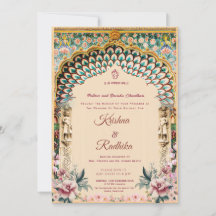 Convite de luxo étnico real para casamento indiano