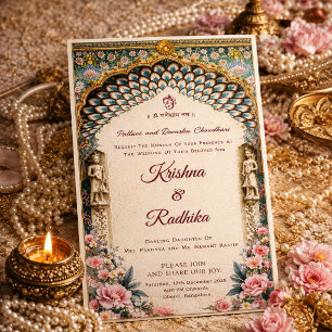 Convite de luxo étnico real para casamento indiano