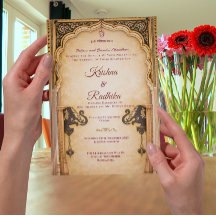 Convite de luxo étnico real para casamento indiano