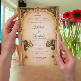 Convite de luxo étnico real para casamento indiano