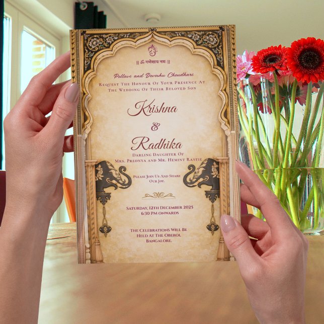 Convite de luxo étnico real para casamento indiano (Criador carregado)