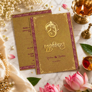Convite de luxo hindu Ganesha para casamento india