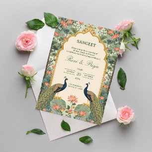 Convite de Luxo para Cerimônia Sangeet Indiana Pic