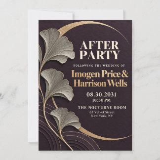 Convite de Luxo para Festa de Casamento Plum Gold