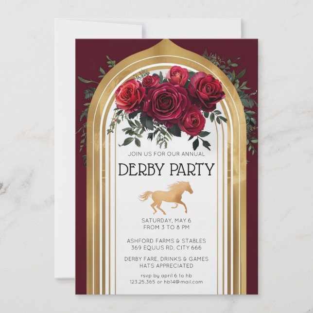 Convite de Luxo para o Kentucky Derby Arco Dourado (Frente)