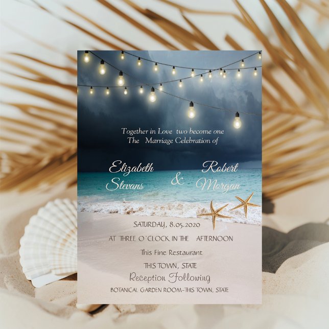 Convite de Luzes de Corda Seastars para Casamento  (Criador carregado)