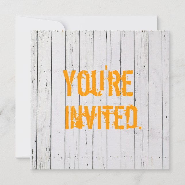 Convite de madeira pintado branco do casamento da (Frente)