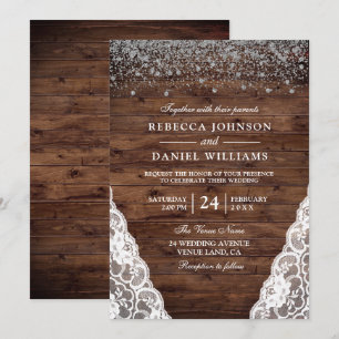 Convite de madeira rústico escuro do casamento do
