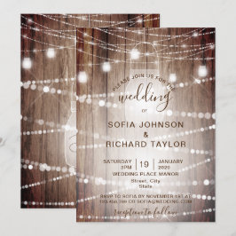 Convite de Madeira Vintage com Jarro de Luz de Faz