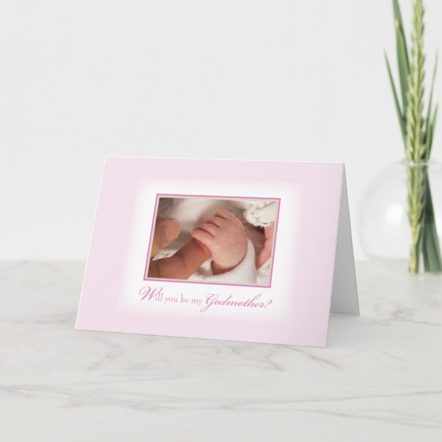 Convite de Madrinha com as Mãos de Bebê Menina, Ro (Frente)