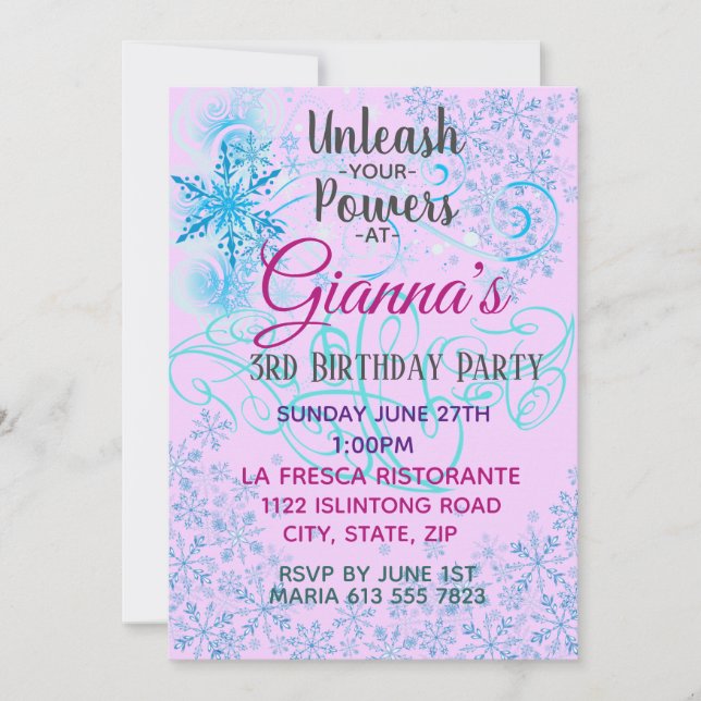 Convite de Magia de Neve Congelante (Frente)