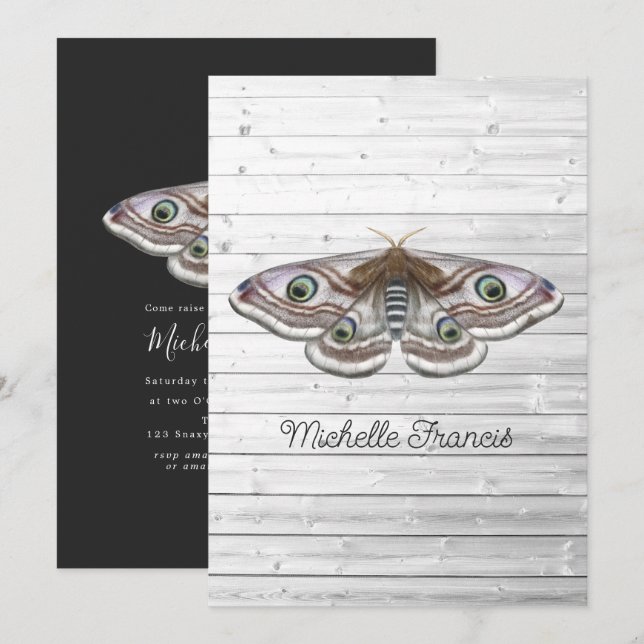 Convite de Mariposas Douradas Celestiais Místicas (Frente/Verso)