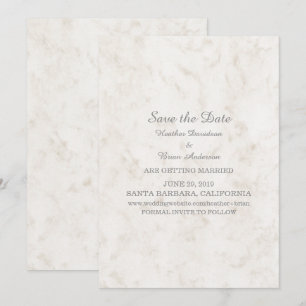 Convite de Mármore Bege Suave para Salvar a Data