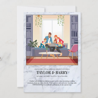 Convite de Mármore para Chá de Noiva Virtual