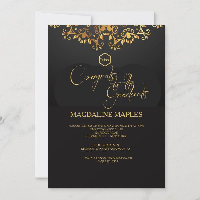 Convite de Marquee Dourado (Frente)