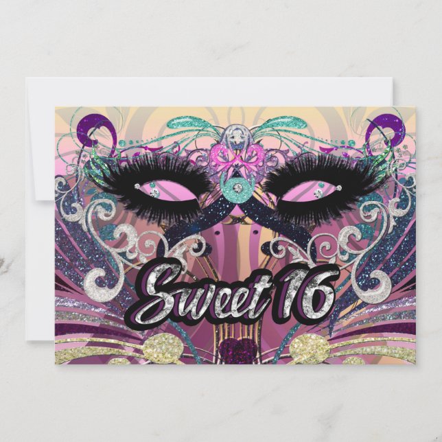 Convite de Máscara de Festa de Aniversário Masquer (Frente)
