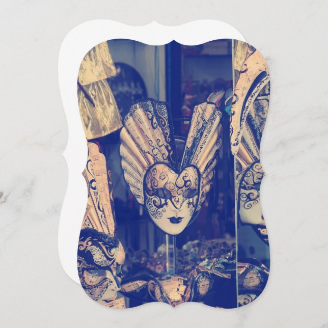 Convite de Máscara do Carnaval Veneziano Antigo (Frente/Verso)