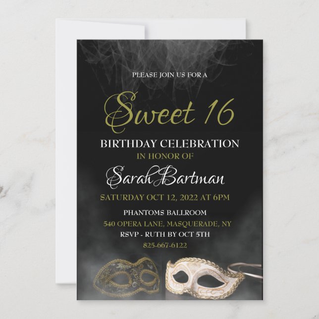 Convite de máscara para festa de 16 anos doce (Frente)