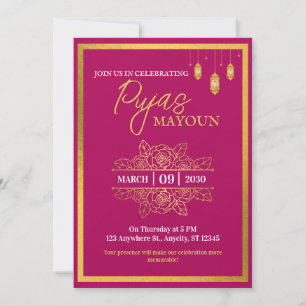 Convite de Mayoun Marrom e Dourado Puja