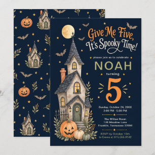 Convite Dê-me Cinco Aniversário Assustador de Halloween 5