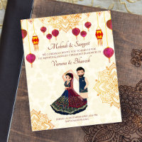 Convite de mehndi & sangeet para casal indiano fof