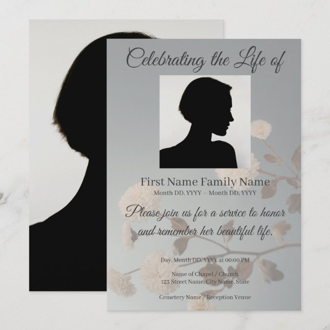 Convite de memorial de flor à meia-noite (Frente/Verso)