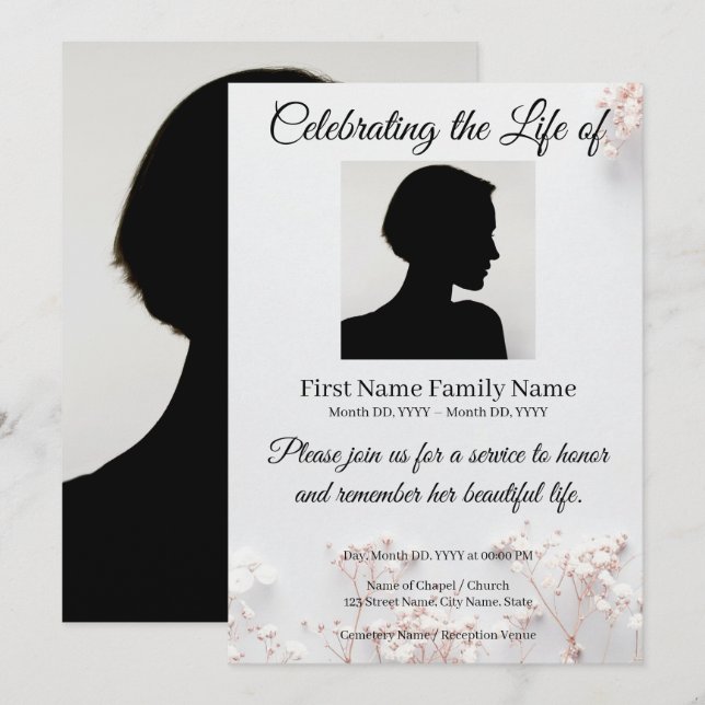 Convite de memorial de flor silvestre (Frente/Verso)