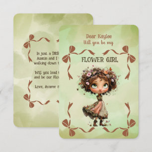 Convite de Menina de Flores Floral Verde Aquarela