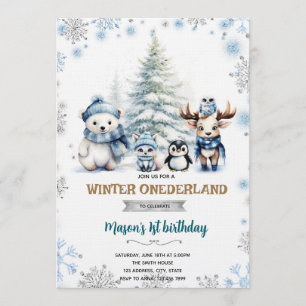 convite de menino do Winter Onederland