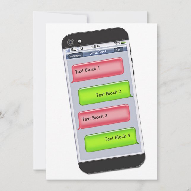 Convite de Mensagem de Texto de Natal PERSONALIZÁV (Frente)